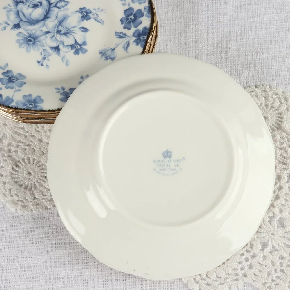 Vintage Royal Albert Paradise Bue Bread & Butter Plates Set of 5 Rare Find!